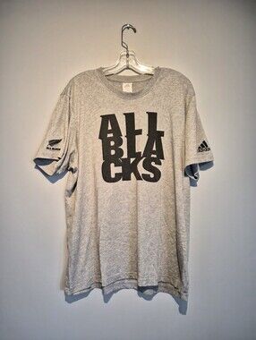 Adidas New Zealand All Blacks Grey Graphic T-Shirt | Size XL